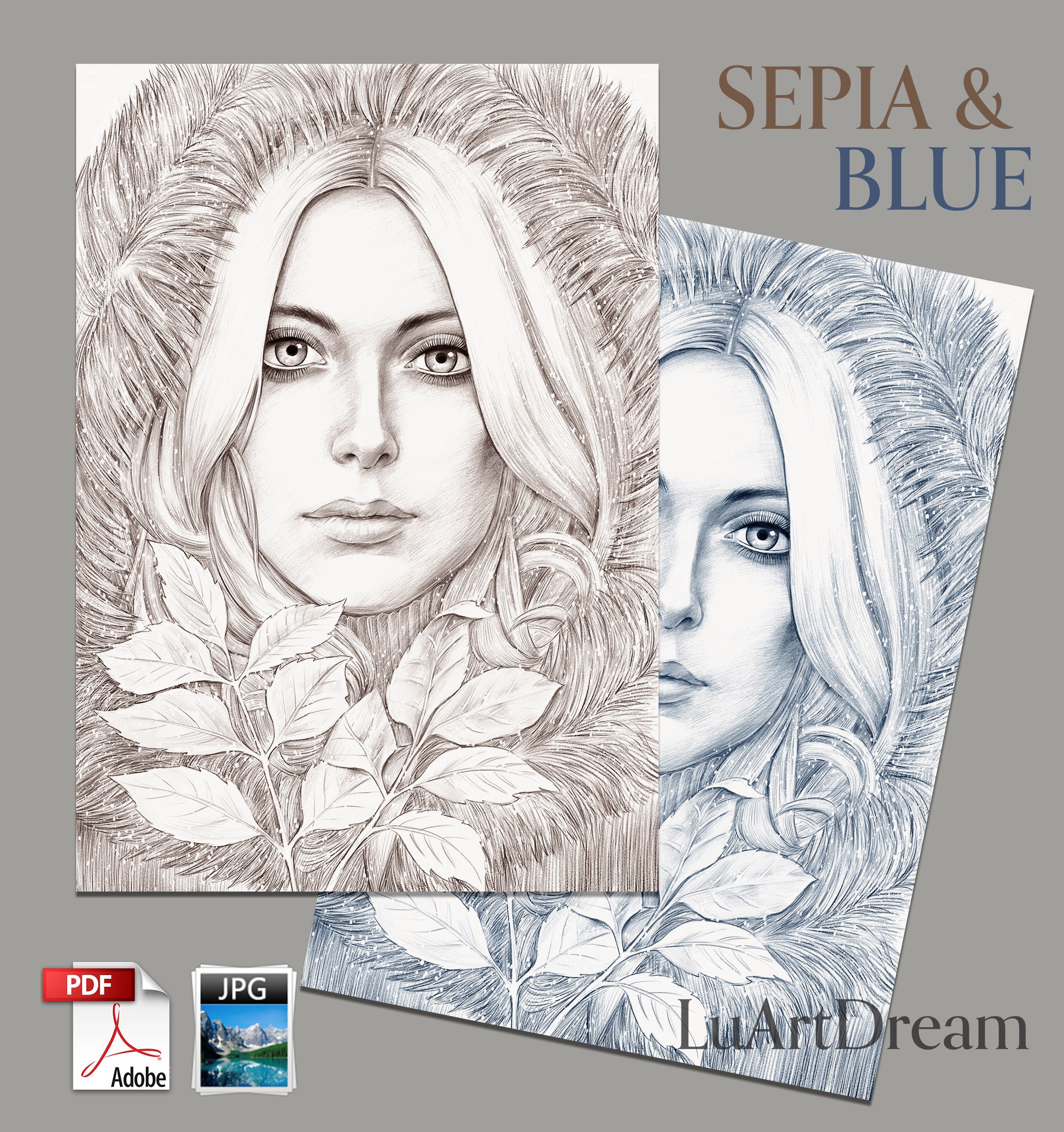 Winter Coloring Page Digital Download Illustration PDF JPG Etsy Ireland