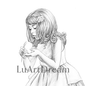 Ladybird - Adult Coloring Page - Printable Coloring Page JPG - Pencil drawn illustration