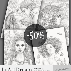 Summer mood - Set of coloring pages 50% off - Printable Adult Colouring Pages - Portrait coloring pages -Digital Download Coloring Pages PDF