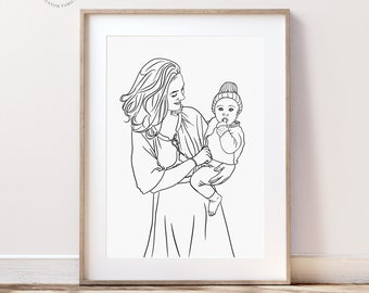 Custom portrait, Personalized  portrait, Portrait from Photo, Couple Drawing, Family Portrait, Personalized Gift, Digital Line Art portrait