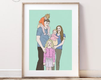 Family Portrait, Custom portrait, Personalized portrait, Portrait from Photo, Couple Drawing,  Personalized Gift, Digital Art portrait