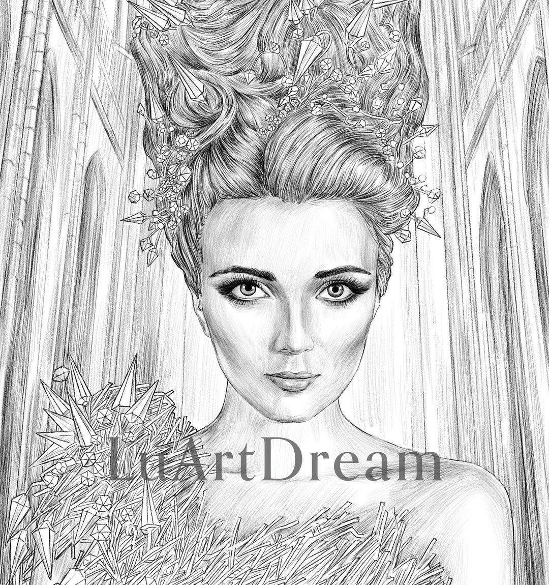 The Snow Queen Coloring Page Digital Download Illustration PDF JPG