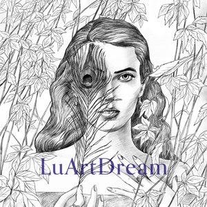 Faerie - Coloring Page - Printable Coloring Page - Spring - Digital Download Coloring Page PDF JPG - Grayscale Coloring Page for Adults
