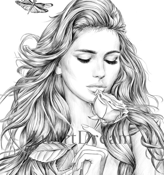 No.39 女性 手描き鉛筆画 女性 ♯38【A4サイズ】 鉛筆画 手書き