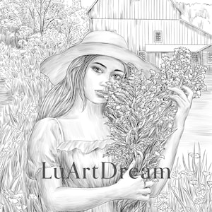 Wildflowers - Coloring Page - Digital Download Illustration PDF JPG - Grayscale Coloring Page for Adults - Printable Coloring