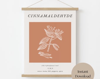 Cinnemaldehyde digital print, chemistry poster, science wall art, matisse print, botanical print, molecule art, cinnamon, instant download