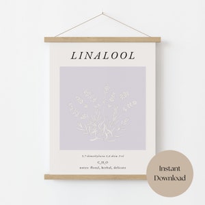 Linalool digital print, chemistry poster, science wall art, matisse print, kitchen art, botanical print, molecule art, instant download
