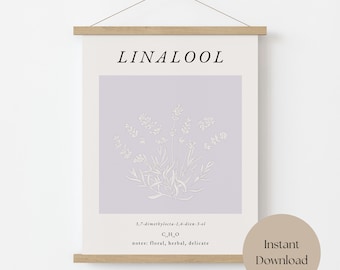 Linalool digital print, chemistry poster, science wall art, matisse print, kitchen art, botanical print, molecule art, instant download