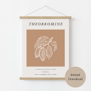 Theobromine digital print, chemistry poster, science art, matisse print, kitchen art, chocolate molecule, molecule art, instant download