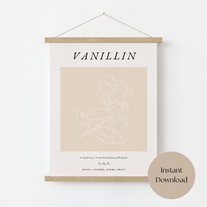Vanillin digital print, chemistry poster, science wall art, matisse print, kitchen art, botanical print, molecule art, instant download