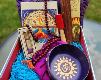 Mother's Day Gift Box Spiritual Kit Meditation Crown Chakra Kit Self Love Self Care Wellness Chakra Healing Sound Bowl Self Love Gifts