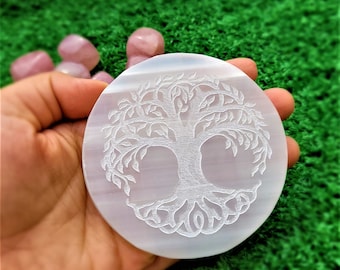 LAST CHANCE 40%OFF|Tree of Life Selenite Charging Plate 7 Chakra Selenite Charging Tray Energy Healer Chakra Healing Set Tumble Stones