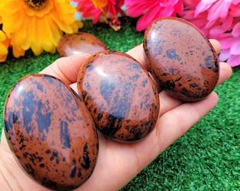 FLASH SALE 40%OFF|Crystal Palm Stone Mahogany Obsidian Pocket Stone Power Stone Energy Booster Healing Crystals Worry Protection Stone