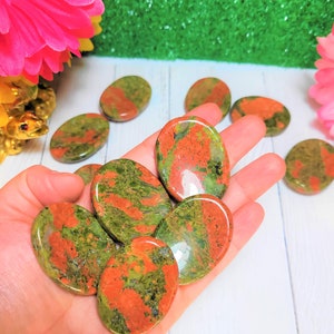LAST CHANCE 40%OFF|Unakite Worry Stone Palm Stone Thumb Stone Energy Booster Healing Crystals Pocket Stone Calming/Self-Assurance Stone