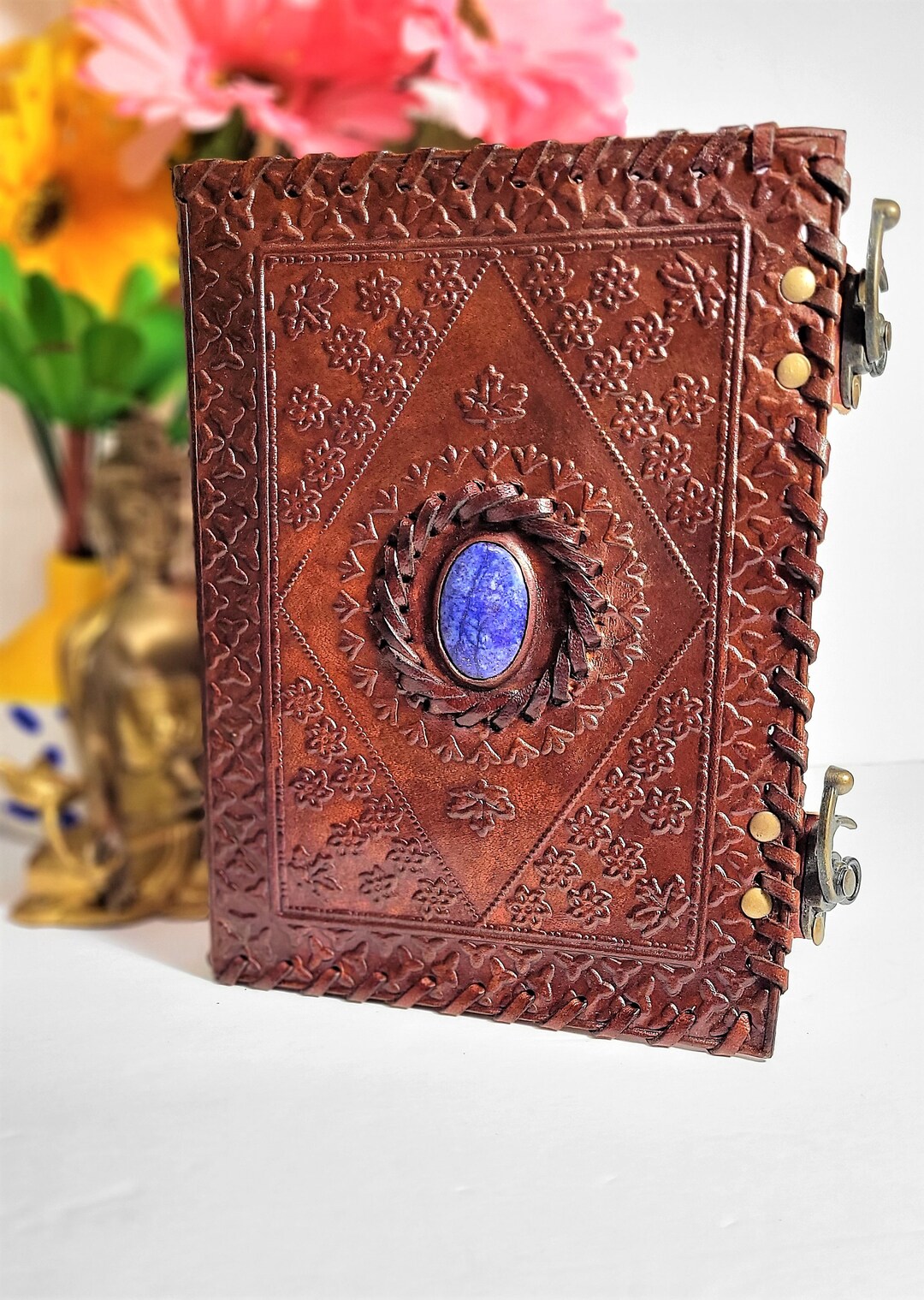 Stamped Leather Journal - Crystals and Feathers main image 0