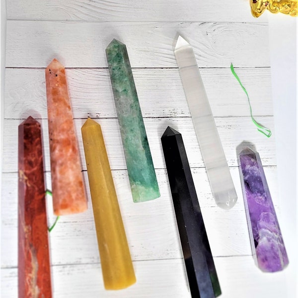 LAST CHANCE 50%OFF|Large 7 Chakra Crystal Wand Healing Chakra Wands - Selenite Wand Massage Chakra Stones Healing Power Energy Meditation