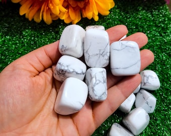 LAST 50%OFF|Howlite Tumbled Stones Tumbled Gemstone Calming Self Love Soothing Crystals Pocket Stone Healing Crystals and Stones
