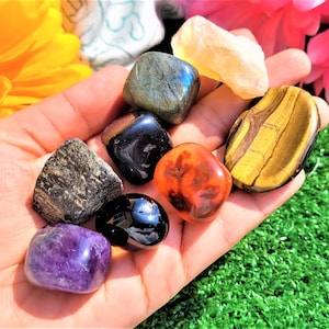 LAST CHANCE 40%OFF|Protection Crystal Kit Healing Crystals Kit  Protection Stones Obsidian Tourmaline Tumbled Stones Crystal Set