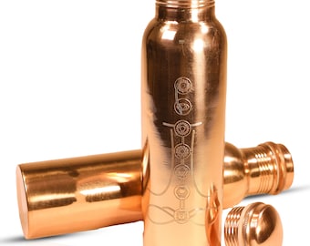 LAST 50%OFF|Chakras Copper Water Bottle Yoga Bottle Meditation Bottle Flask - Perfect Gift
