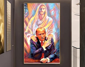 President DONALD TRUMP and Jesus Christ Praying Printable, Trump 2024, Trump Gifts, Trump Supporter, Donald Trump Wall Art