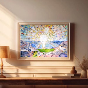 Edvard Munch Famous Artwork The Sun 1910, Sunset Seascape Print Printable, Expressionist Art, Edvard Munch Print