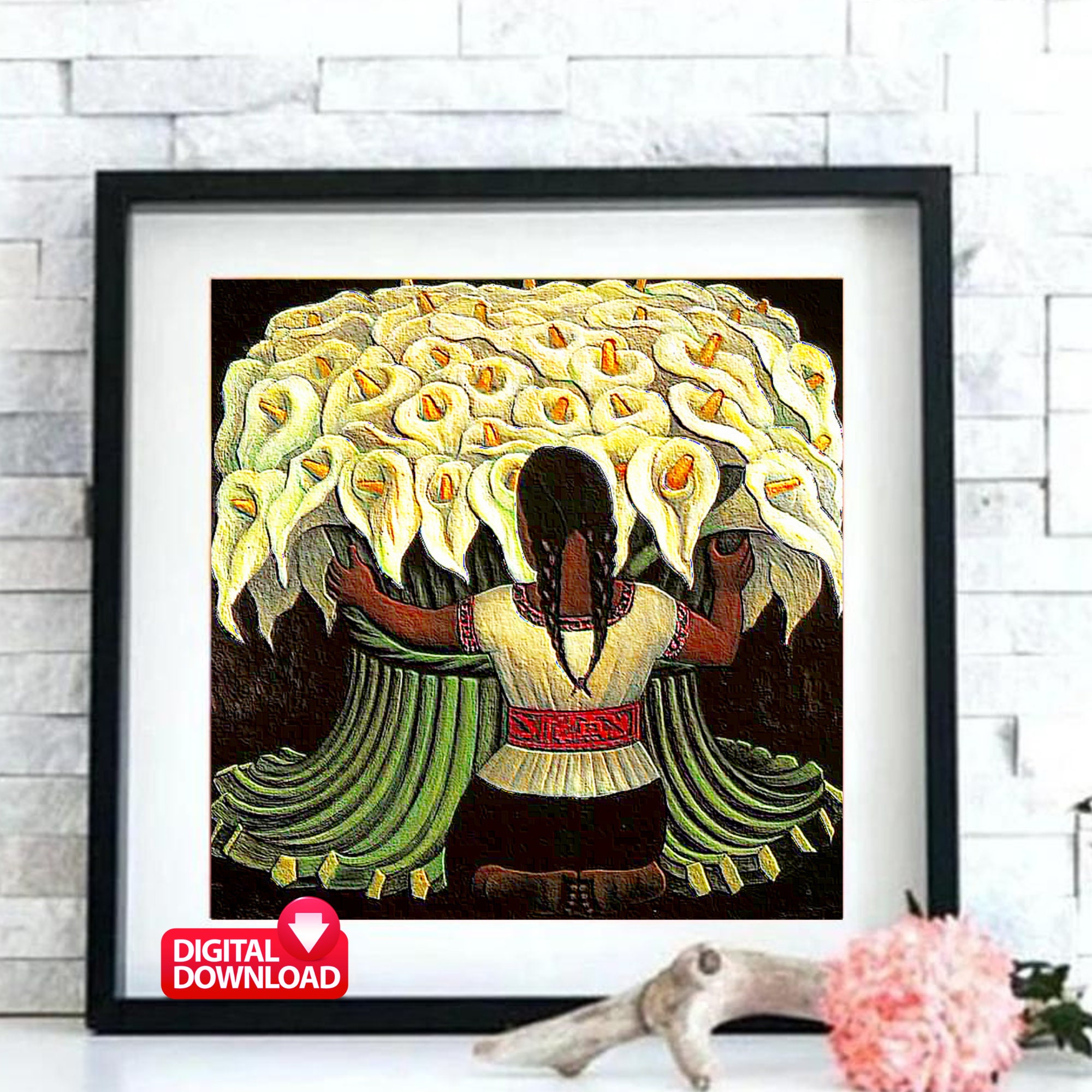 Diego a“The Flower Seller” 1942ポスター The Flower Seller, 1942 by Diego Rivera - 16 X 20 Inches