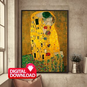 De KISS Klimt, afdrukbaar, Klimt de kus 1908, Gustav Klimt print, boven de bank kunst, Art Nouveau, Gustav Klimt kunst aan de muur