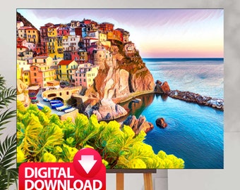 Amalfikust Rome Italië afdrukbaar, Amalfikust print, boven de bank kunst, Amalfikust schilderij, Amalfi kust kunst, Amalfi kust geschenken