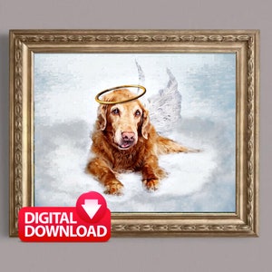 Dog in Heaven, DOG With ANGEL WINGS, Dog Angel Wings, Dog Remembrance Gift, Dog Loss Gift, Memory of Dog Wall Art