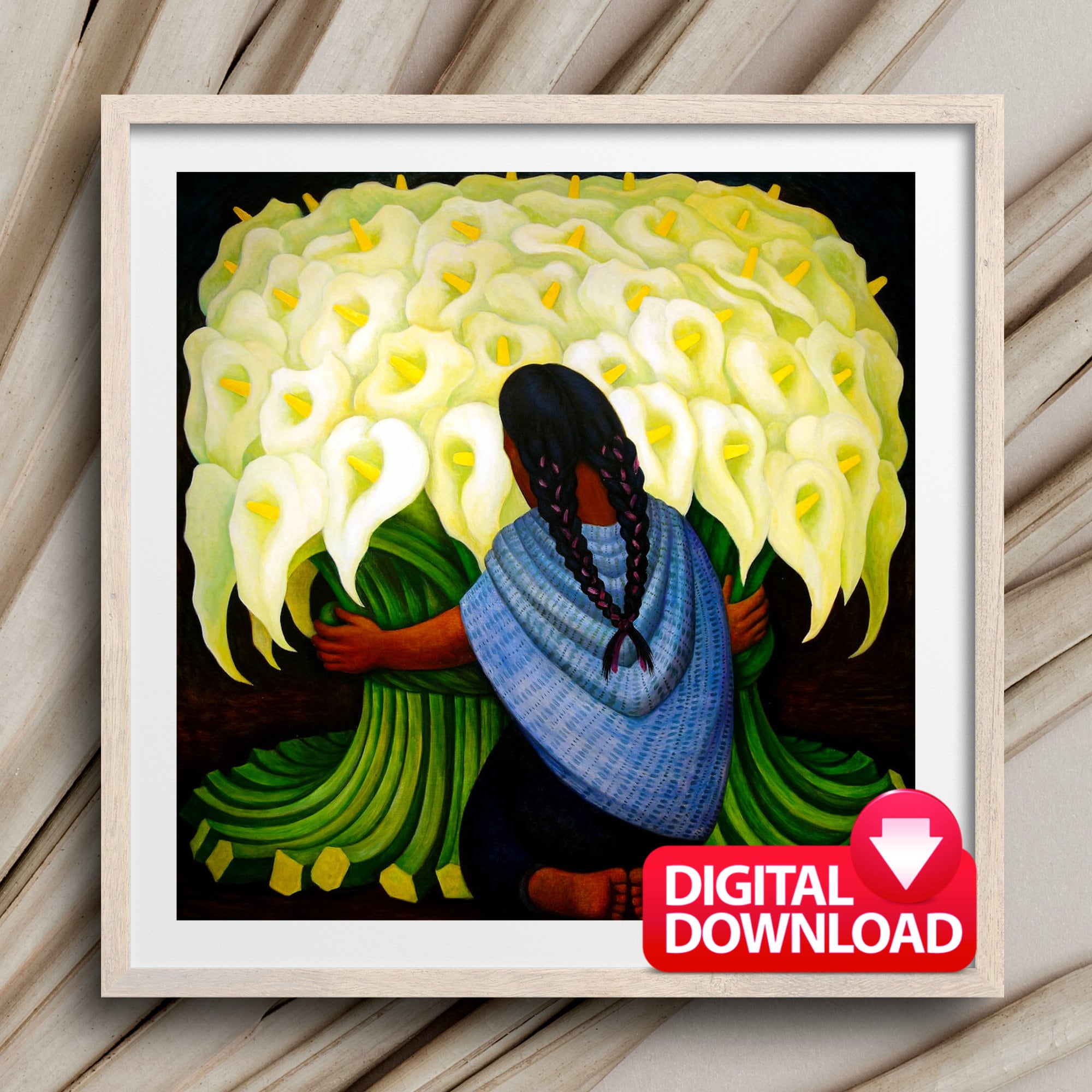 The FLOWER SELLER 1941 Printable by Diego Rivera, Famous