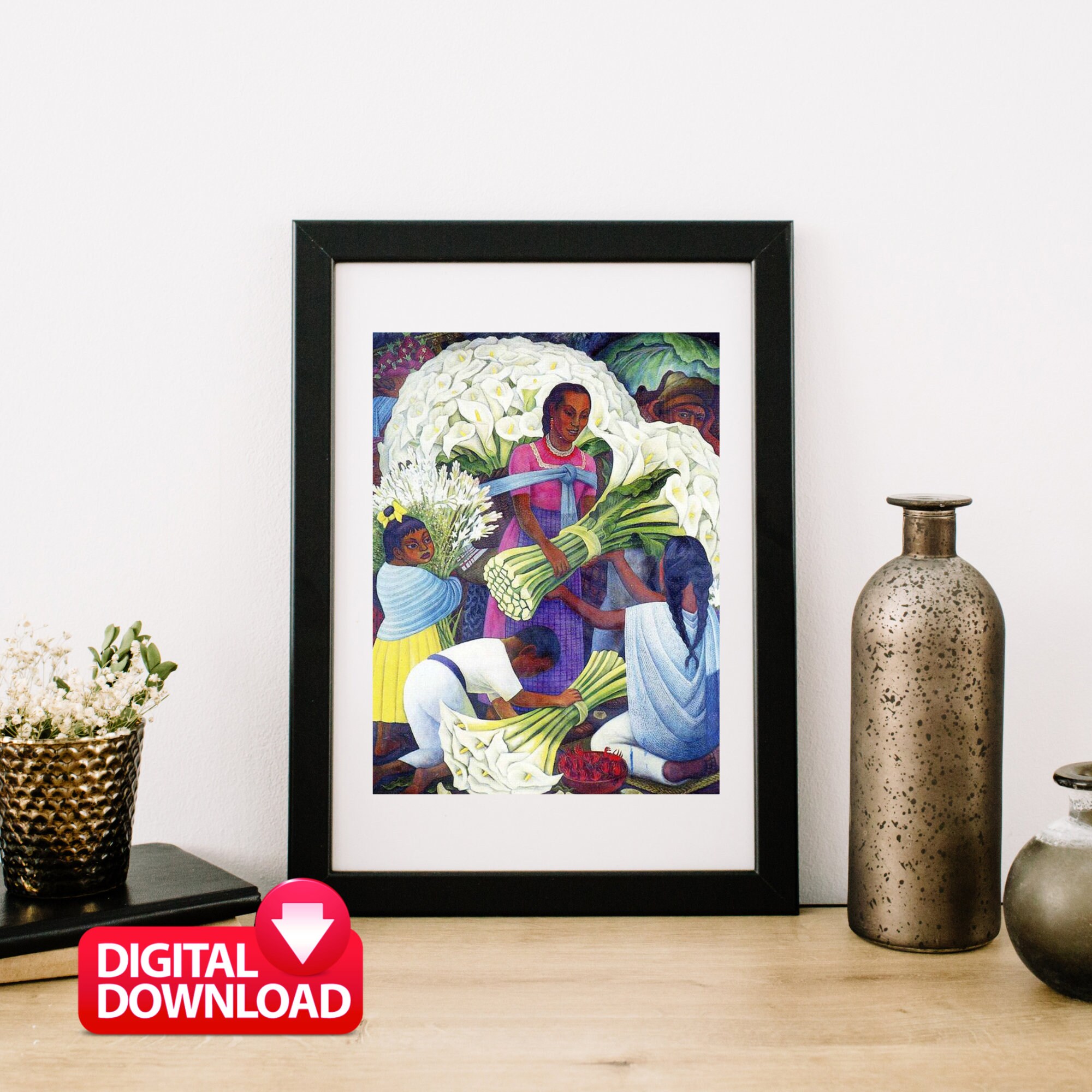 Diego Rivera the FLOWER SELLER 1949 Printable, Famous Mexican Wall Art ...
