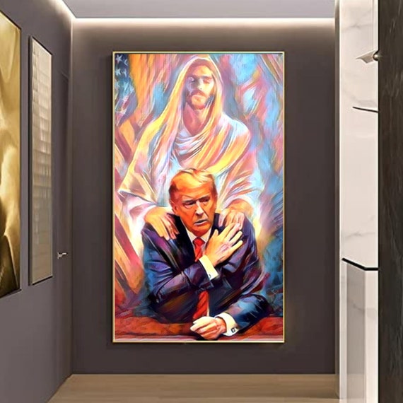 ドナルド・トランプ大統領とイエス・キリストの祈りのプリント