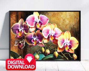 Colorful Orchid Painting Art Print (Digital Download)