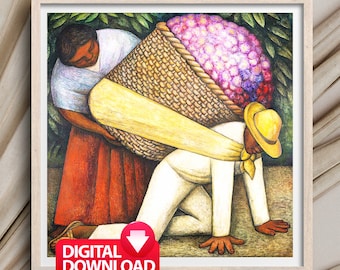 The Flower Seller 1942 Diego Rivera, Mexican Artwork, Diego Rivera