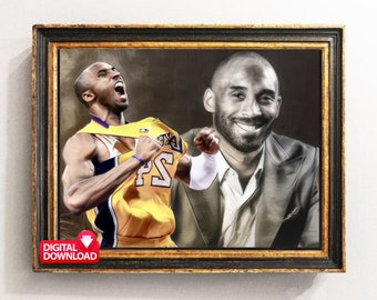 KOBE BRYANT Art Print, Los Angeles Lakers Kobe Bryant Wall Art, Kobe Bryant Artwork, Kobe Bryant Fan, Lakers Wall Art, Digital Download