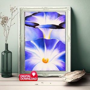 Georgia O'Keeffe Blue Morning Glories 1935, Georgia Okeeffe druckbare, Georgia Okeeffe Kunst, Vintage Blumendruck