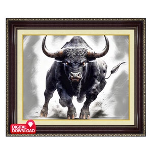 Wall Street Charging Bull Art, Charging Bull Print, Wall Street Bull Poster, Bull Wall Art, Charging Bull Art, Bull Printable