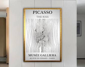 ピカソ「接吻」展プリント：ブラックピカソウォールアート（デジタル