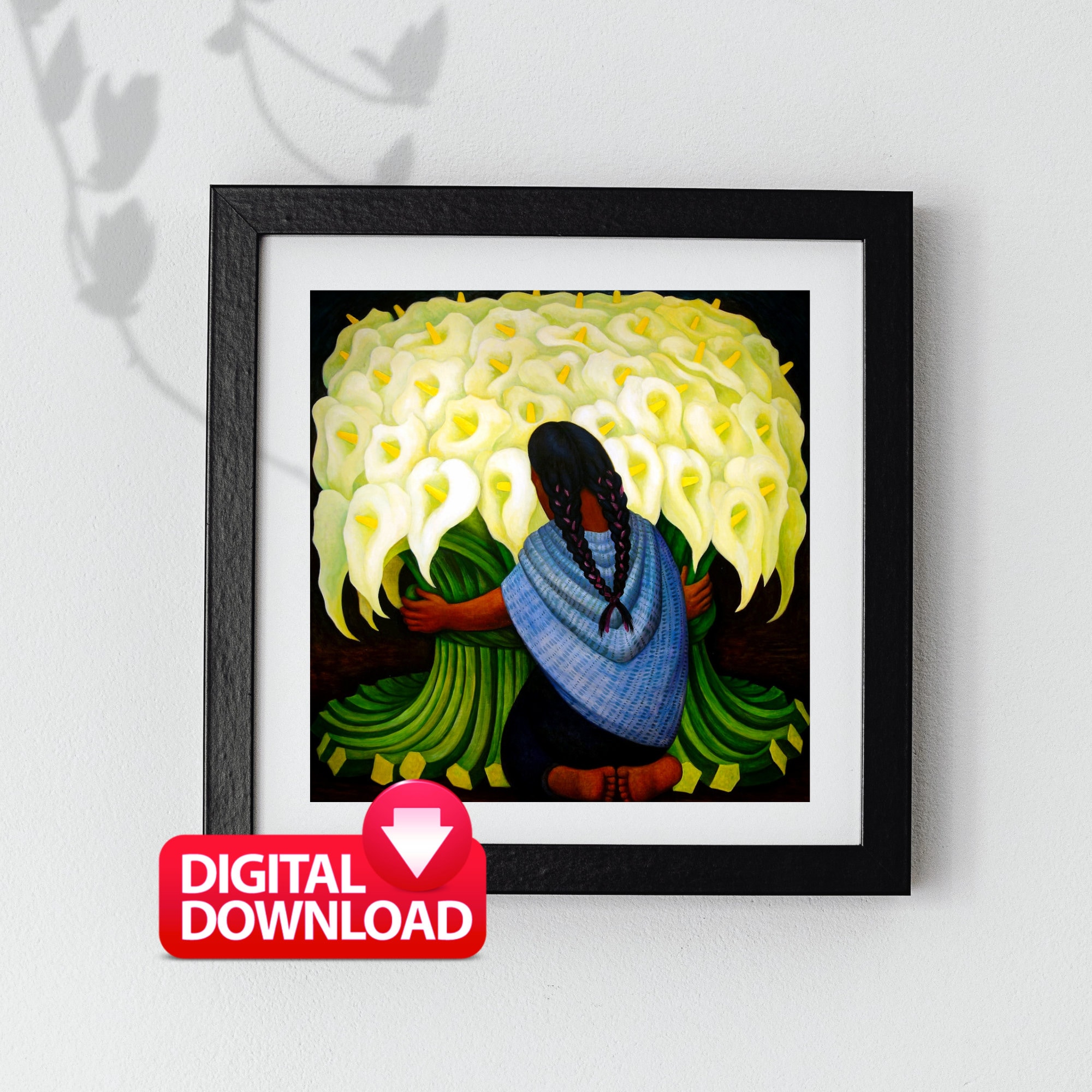 The FLOWER SELLER 1941 Printable by Diego Rivera, Famous Mexican