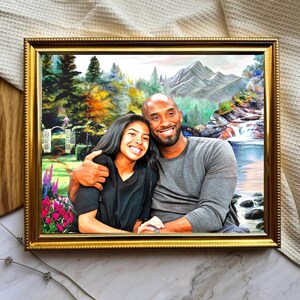 Kobe Bryant Art, Kobe Bryant and Daughter Gianna&#39;s Painting Print Digital Download, Kobe Bryant Artwork, Kobe Bryant Wall Art