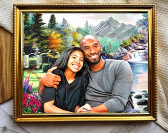 Kobe Bryant Kunst, Kobe Bryant und Tochter Giannas Gemälde Druck digitaler Download, Kobe Bryant Kunstwerk, Kobe Bryant Wandkunst