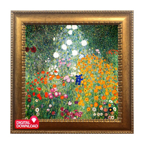 Gustav Klimt Flower Garden Vintage Art Nouveau Print (digital