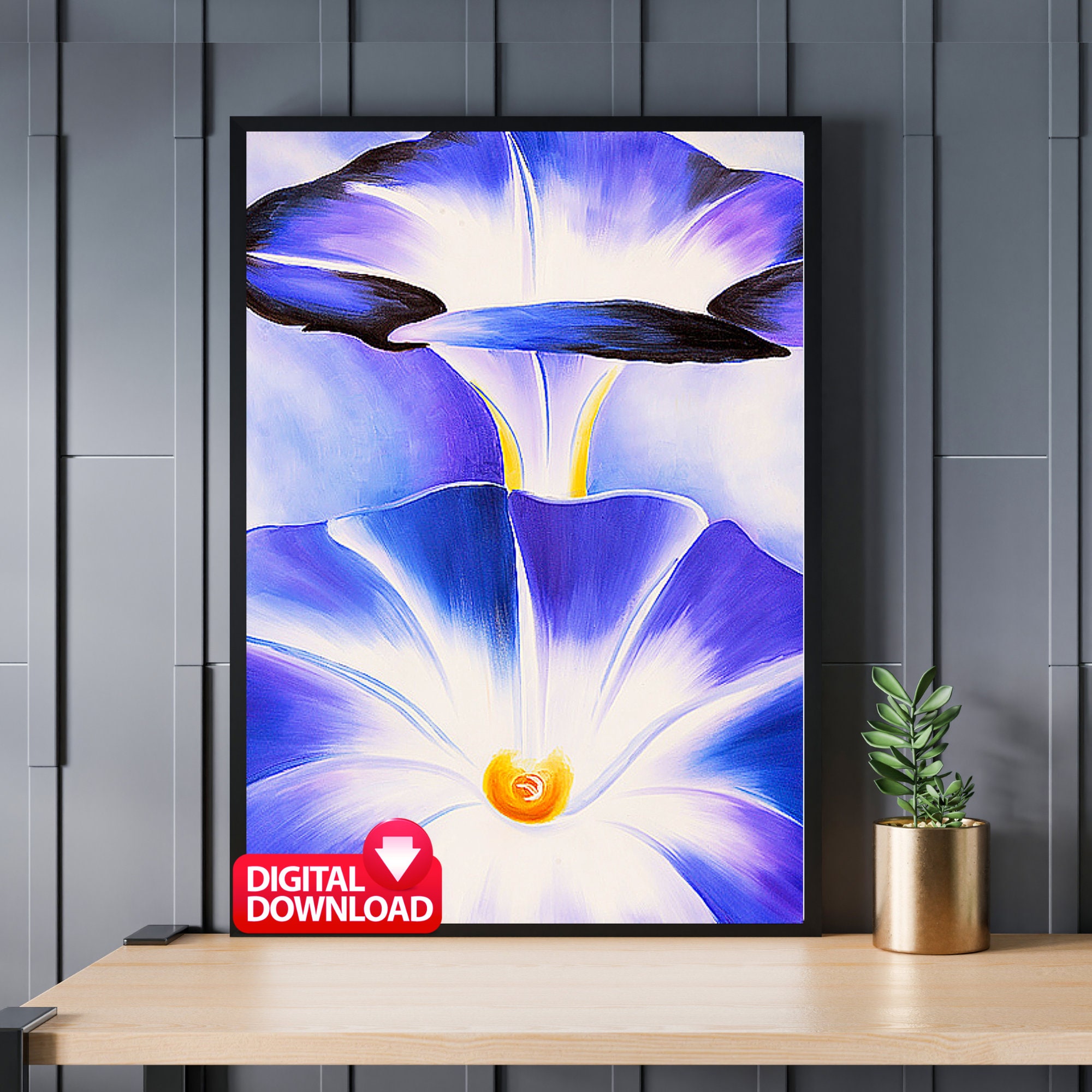 Georgia O'keeffe Blue Morning Glories Print: Vintage Floral Art ...