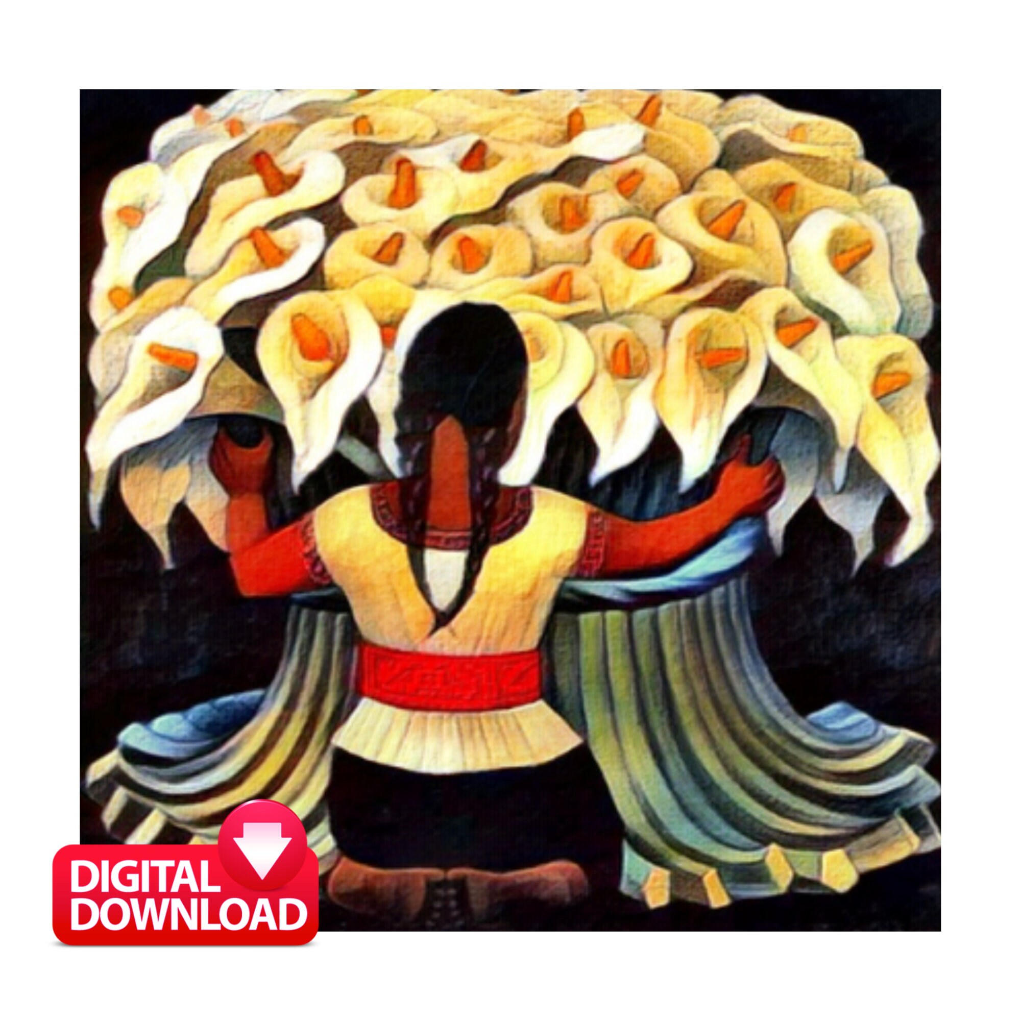 Diego a“The Flower Seller” 1942ポスター DIEGO RIVERA the Flower Seller 1942, Mexican Art Print, Diego