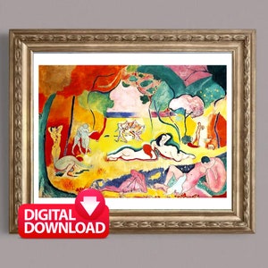 Henri Matisse, The Joy of Life 1906, Le Bonheur De Vivre Famous Painting Printable, Naked People Art Print, Over Bed Decor