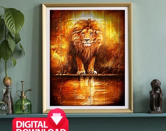 LAMB of GOD, Lion and Lamb Art, Lion of Judah Printable, Jesus with Lamb Poster, Modern Christian Art, Biblical Wall Art