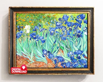 ゴッホのアイリス 1889 プリント 印刷可能、紫のアイリスの絵画