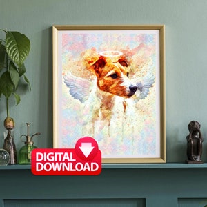 DOG With ANGEL WINGS, Dog in Heaven, Dog Angel Wings, Dog Remembrance Gift, Dog Loss Gift, Memory of Dog Wall Art