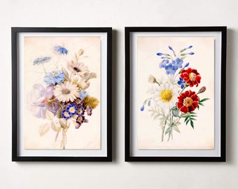 Daisy Watercolor Painting Set: Floral Home Decor Art Prints (Digital Download)