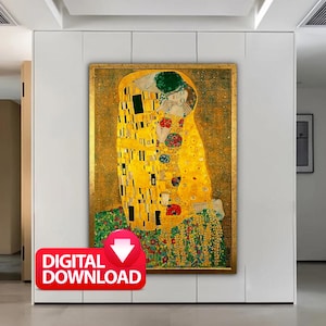 Gustav Klimt de KISS 1907 print afdrukbaar, klimt kunst aan de muur, geweldig over het bed decor, het beroemde schilderij van de kus klimt